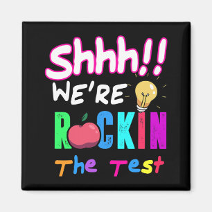 Test Day Rock The Test Rainbow Teacher Student Magneet