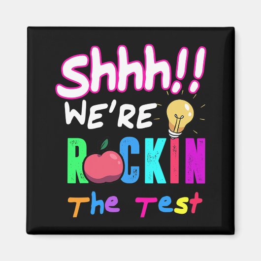 Test Day Rock The Test Rainbow Teacher Student Magneet (Voorkant)