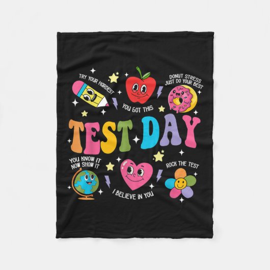 Test Day Rock The Test Testing Day Motivational Te Fleece Deken (Voorkant)