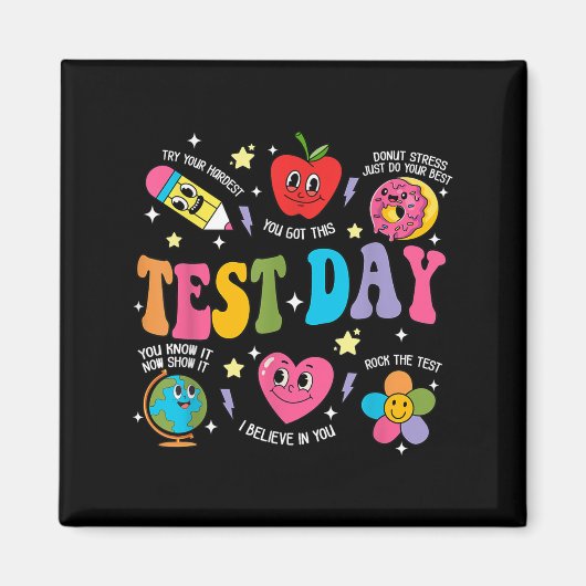 Test Day Rock The Test Testing Day Motivational Te Magneet (Voorkant)