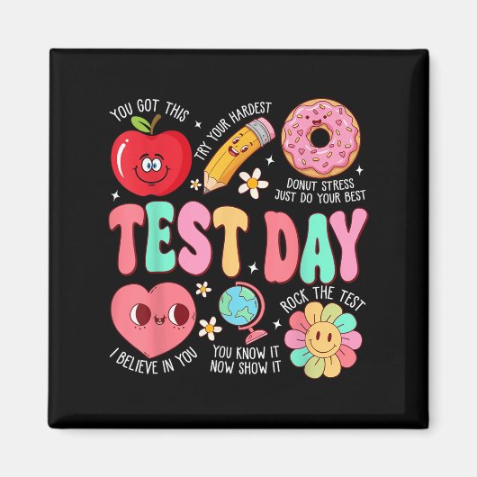 Test Day Rock The Test Testing Day Motivational Te Magneet (Voorkant)