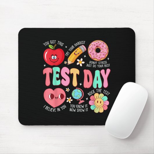 Test Day Rock The Test Testing Day Motivational Te Muismat (Met muis)