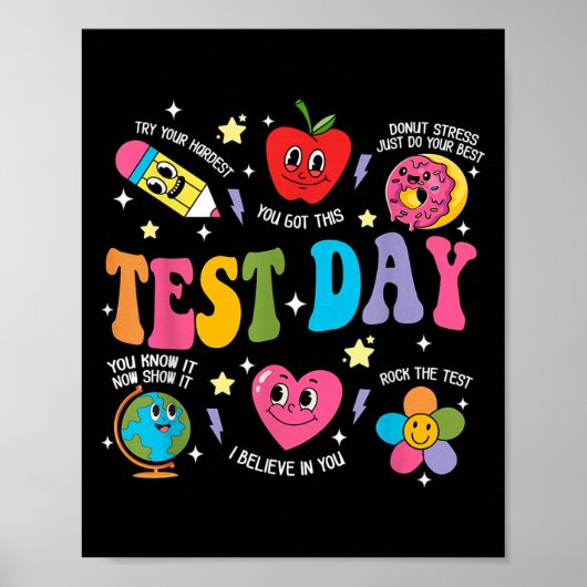Test Day Rock The Test Testing Day Motivational Te Poster (Voorkant)