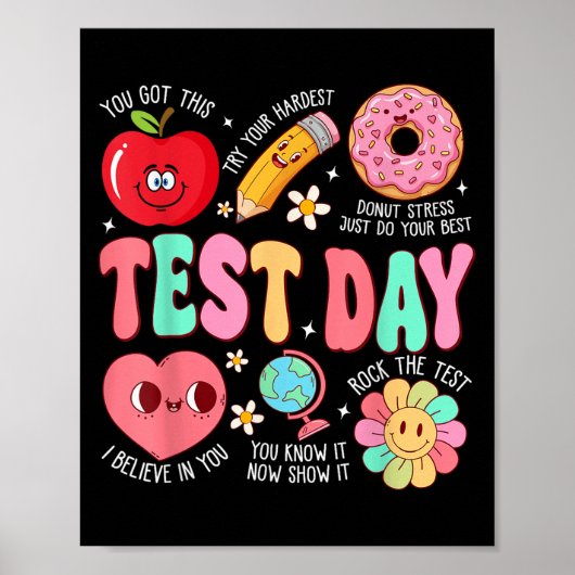 Test Day Rock The Test Testing Day Motivational Te Poster (Voorkant)