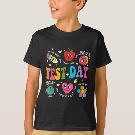 Test Day Rock The Test Testing Day Motivational Te T-shirt (Voorkant)