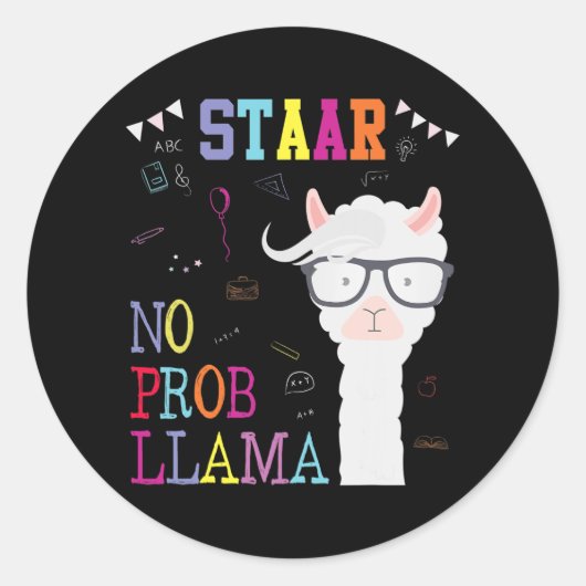 Test Day Squad Geen Prob-Llama Leerkracht Student Ronde Sticker (Voorkant)