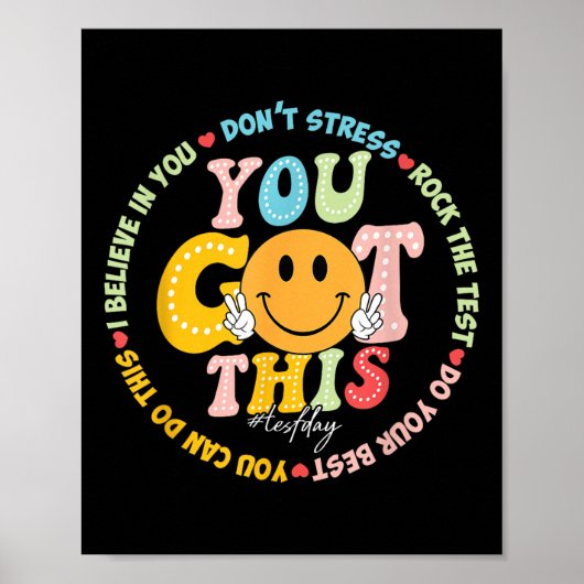 Test Day You Got This Rock De Test Leraar Testen Poster (Voorkant)