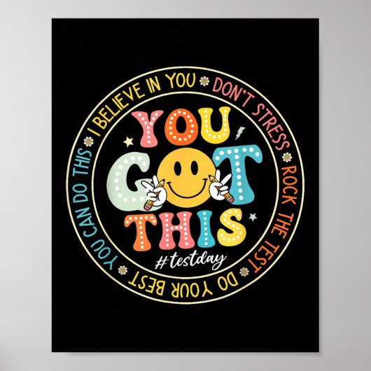 Test Day You Got This Rock De Test Leraar Testen Poster (Voorkant)