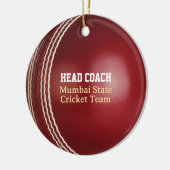 Test Match Red Cricket Ball met aangepaste tekst Keramisch Ornament (Links)