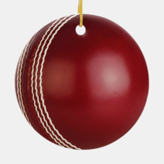 Test Match Red Cricket Ball met aangepaste tekst Keramisch Ornament (Achterkant)