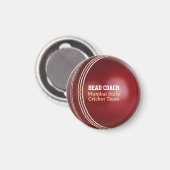 Test Match Red Cricket Ball met aangepaste tekst Magneet (Voorkant / Achterkant)