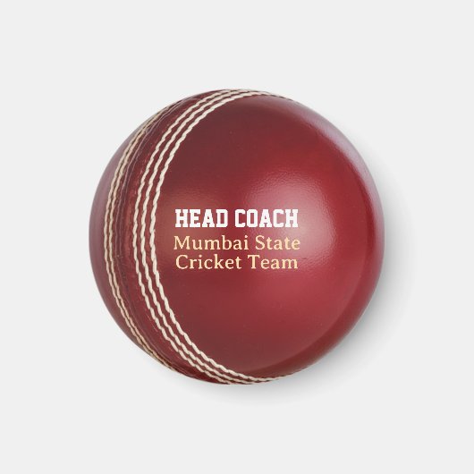 Test Match Red Cricket Ball met aangepaste tekst Magneet (Voorkant)