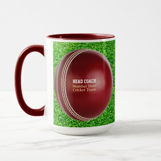 Test Match Red Cricket Ball met aangepaste tekst Mok (Links)