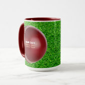 Test Match Red Cricket Ball met aangepaste tekst Mok (Voorkant links)