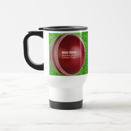 Test Match Red Cricket Ball met aangepaste tekst Reisbeker (Links)
