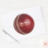 Test Match Red Cricket Ball met aangepaste tekst Ronde Sticker (Envelop)
