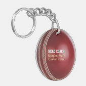 Test Match Red Cricket Ball met aangepaste tekst Sleutelhanger (Voorkant Links)