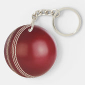Test Match Red Cricket Ball met aangepaste tekst Sleutelhanger (Achterkant)