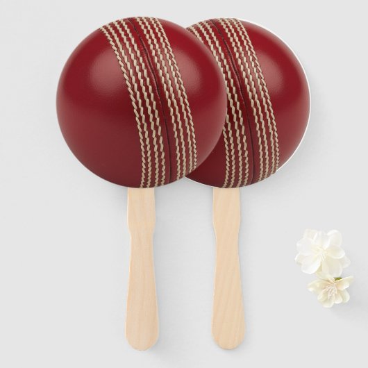 Test Match Rode Cricket Ball Hand Fan Handwaaier (Voorkant en achterkant)