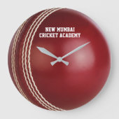 Test Match Rode Cricketbal met Aangepaste Tekst Grote Klok (Voorkant)