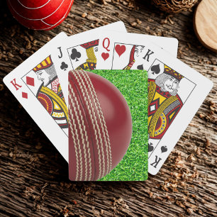 Test Match Rode Cricketbal met Aangepaste Tekst Pokerkaarten