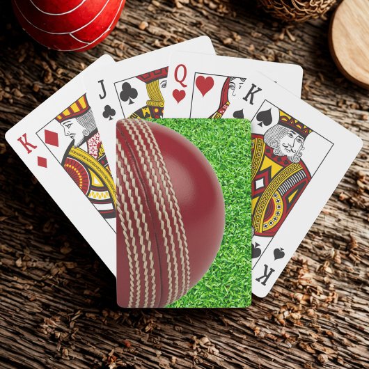 Test Match Rode Cricketbal met Aangepaste Tekst Pokerkaarten