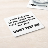 Test me niet kartonnen onderzetters (Schuin)