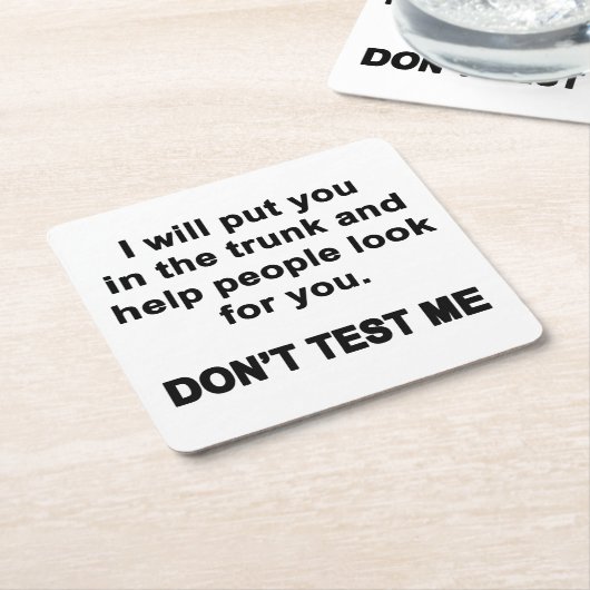 Test me niet kartonnen onderzetters (Schuin)