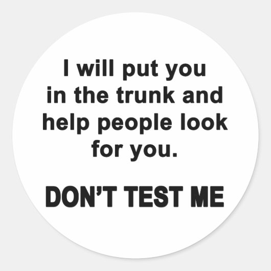 Test me niet ronde sticker (Voorkant)