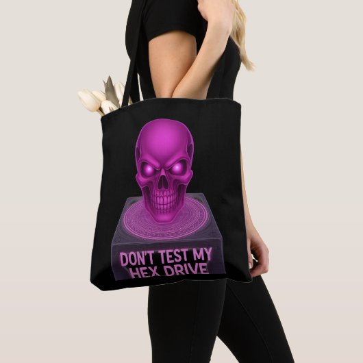 Test Mijn Hex-Drive Niet – Paarse Schedel Tote Bag (Dichtbij)
