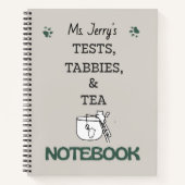 Test, Tabbies & Tea with Personalized Name Notitieboek (Voorkant)