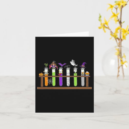 Test Tube Chemie Nerd Wetenschap Leraar Spooky Ha Kaart (Gele Bloem)