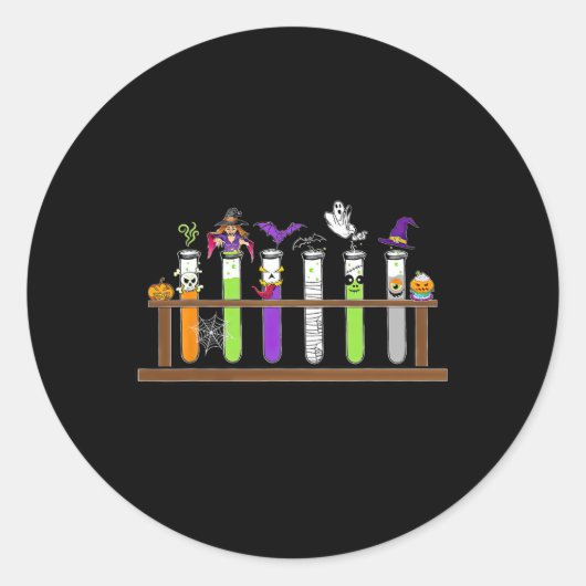 Test Tube Chemie Nerd Wetenschap Leraar Spooky Ha Ronde Sticker (Voorkant)