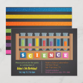 Test Tubes Science Kids Birthday Party Invitations Kaart (Voorkant / Achterkant)