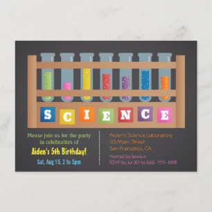 Test Tubes Science Kids Birthday Party Invitations Kaart