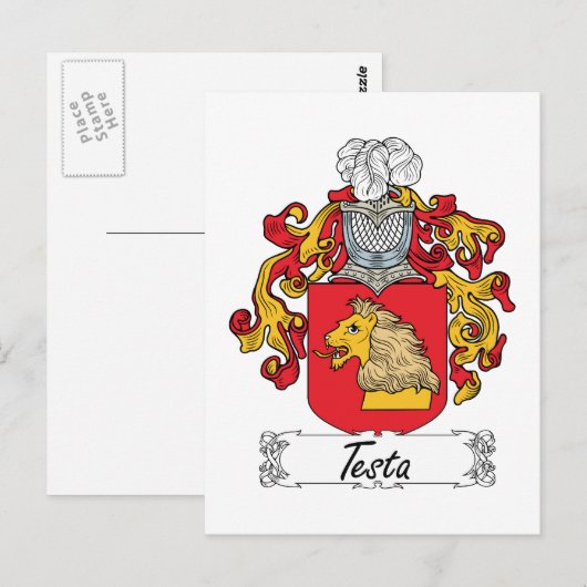 Testa Family Crest Briefkaart (Voorkant / Achterkant)