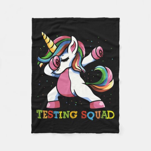 Testdag Dabbing Eenhoorn Testing Squad Meisjes . Fleece Deken (Voorkant)