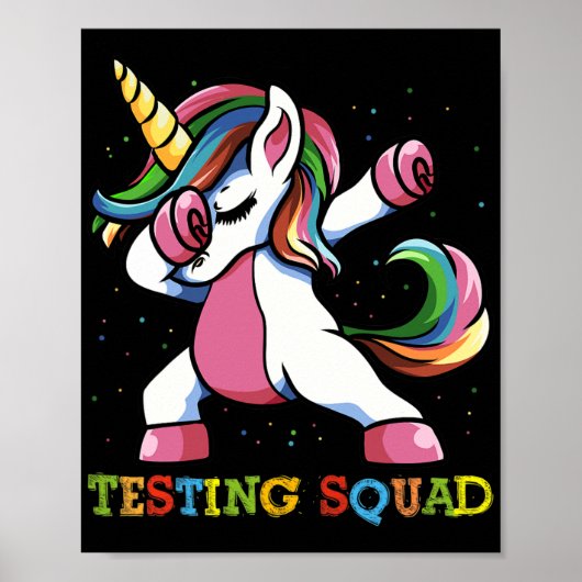 Testdag Dabbing Eenhoorn Testing Squad Meisjes . Poster (Voorkant)