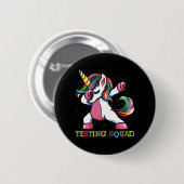 Testdag Dabbing Eenhoorn Testing Squad Meisjes . Ronde Button 5,7 Cm (Voorkant /achterkant)
