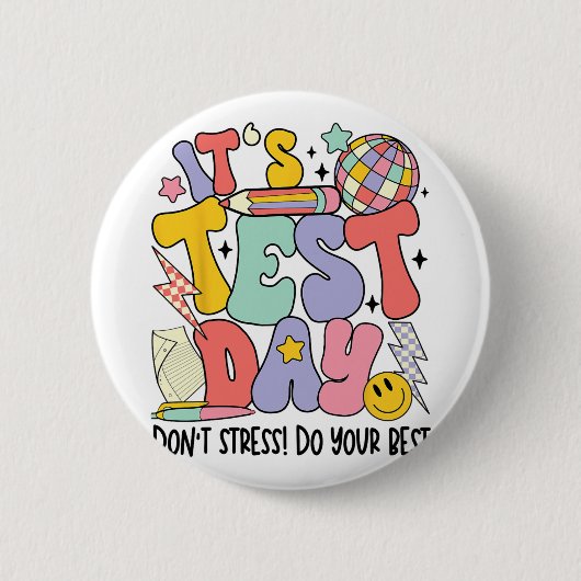 Testdag Dont Stress Doe je beste leraar testen Ronde Button 5,7 Cm (Voorkant)