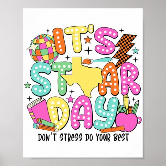Testdag Dont Stress Doe je beste testleraar Poster (Voorkant)