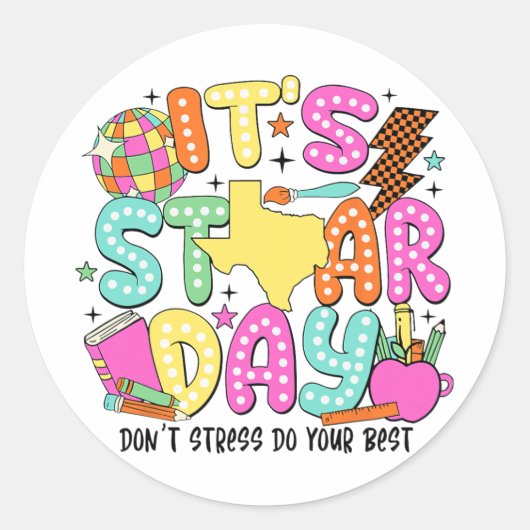 Testdag Dont Stress Doe je beste testleraar Ronde Sticker (Voorkant)