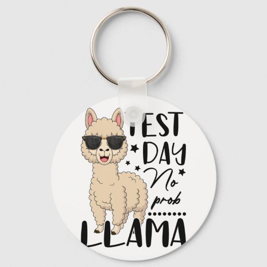 Testdag Geen Prob Lama Leraar Student Examen Test  Sleutelhanger (Voorkant)