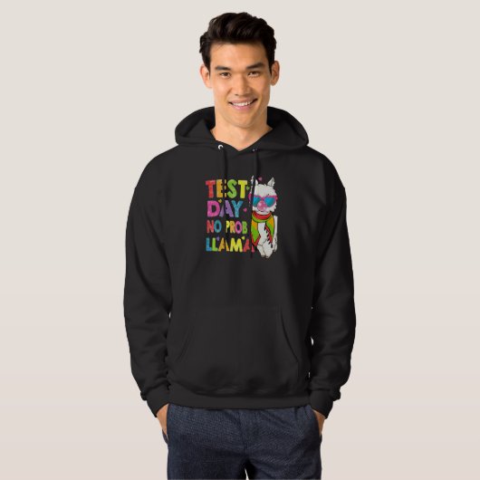 Testdag geen Prob Llama Cute Llama Testing Hoodie (Voorkant volledig)