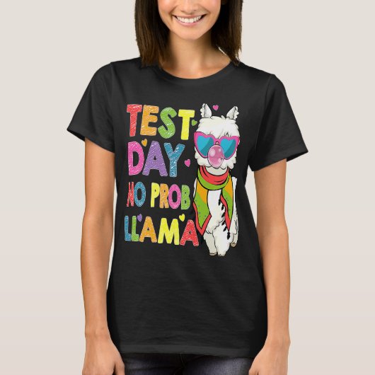Testdag geen Prob Llama Cute Llama Testing T-shirt (Voorkant)