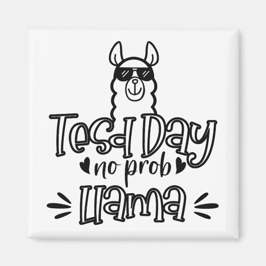 Testdag Geen Prob-llama Llama Teacher Testdag 1 Magneet (Voorkant)