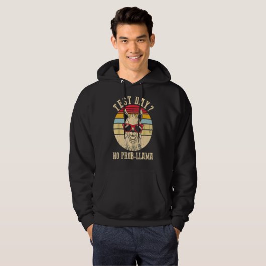 Testdag geen Prob Llama Teacher Exam Testing Teach Hoodie (Voorkant volledig)