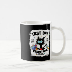 Testdag Grappige Gestresseerde Kat Leraar Student Koffiemok