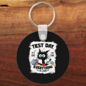 Testdag Grappige Gestresseerde Kat Leraar Student  Sleutelhanger (Voorkant)