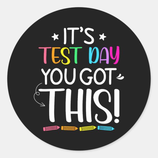 Testdag Het is testdag Leraar Testen Ronde Sticker (Voorkant)